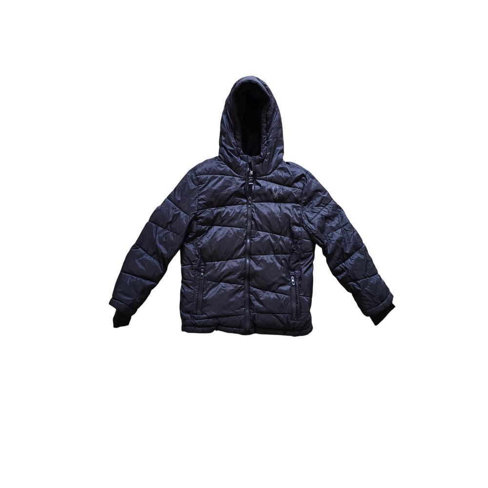 Spyder Nexus Puffer Hooded Nylon Black Jacket Boy's‎ Size Medium (10-12)